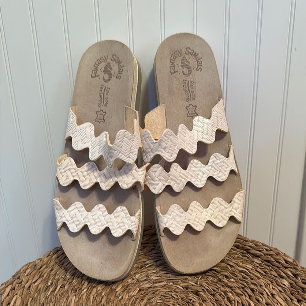 Fantasy Sandals White Wavy Strap Sandals - Made in Greece - 41